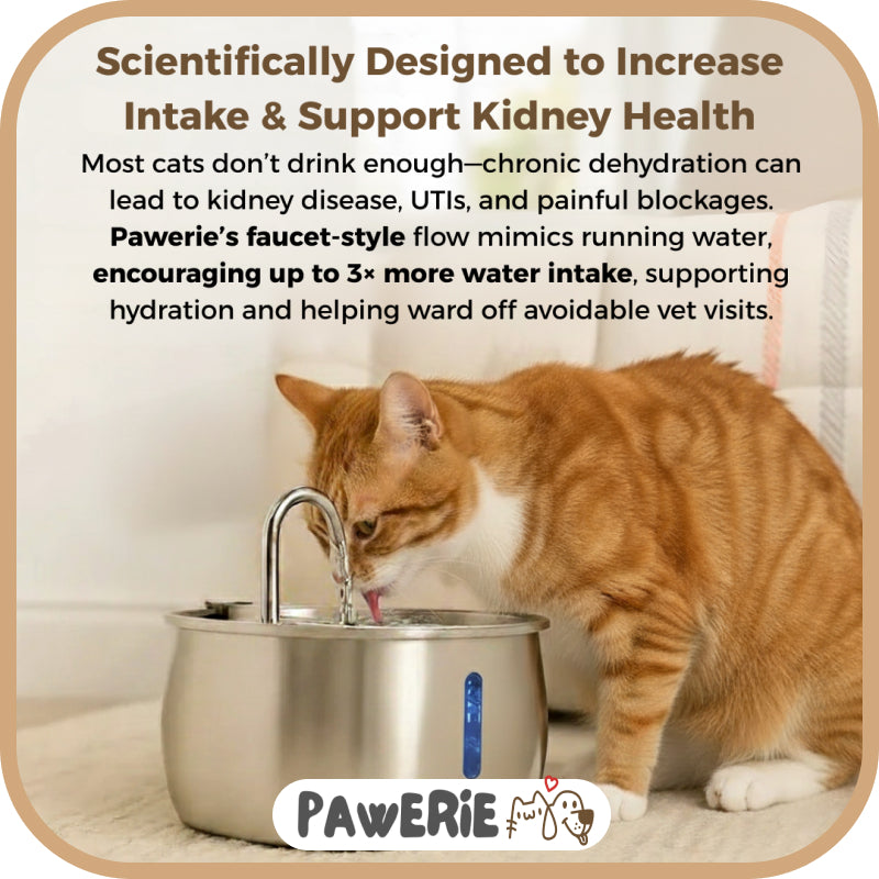 Pawerie™ Stainless Steel Cat Water Fountain – Clean, Quiet & Healthy Hydration