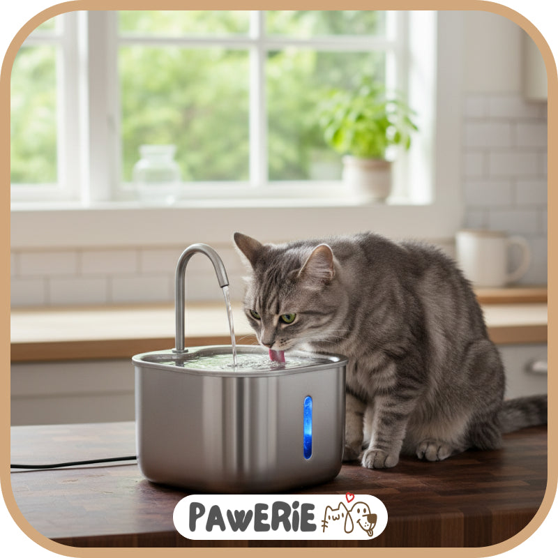 Pawerie™ Stainless Steel Cat Water Fountain – Clean, Quiet & Healthy Hydration