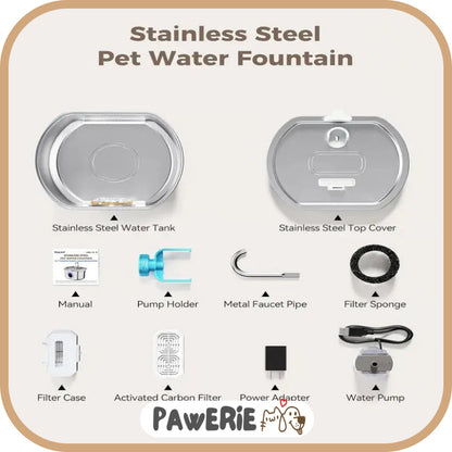 Pawerie™ Stainless Steel Cat Water Fountain – Clean, Quiet & Healthy Hydration